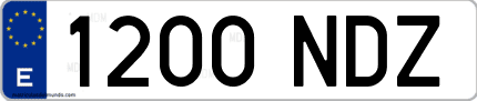 Ejemplo de matrícula de coche ordinaria 1200 NDZ