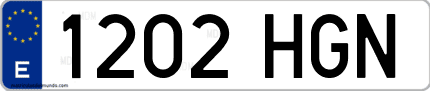 Ejemplo de matrícula de coche ordinaria 1202 HGN