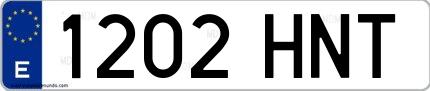 Ejemplo de matrícula española 1202 HNT