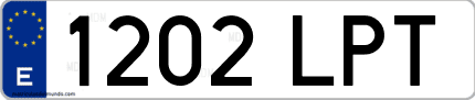 Ejemplo de matrícula de coche ordinaria 1202 LPT