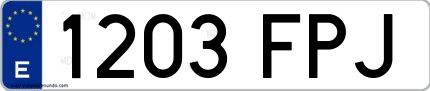 Ejemplo de matrícula española 1203 FPJ