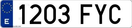 Ejemplo de matrícula española 1203 FYC