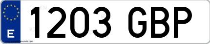 Ejemplo de matrícula española 1203 GBP