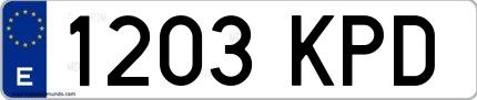 Ejemplo de matrícula española 1203 KPD
