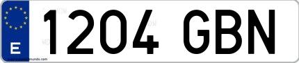 Ejemplo de matrícula española 1204 GBN