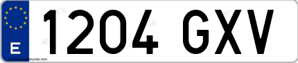 Ejemplo de matrícula de coche ordinaria 1204 GXV