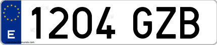 Ejemplo de matrícula de coche ordinaria 1204 GZB
