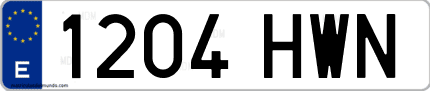 Ejemplo de matrícula de coche ordinaria 1204 HWN