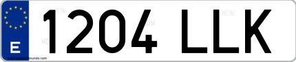 Ejemplo de matrícula española 1204 LLK