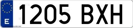 Ejemplo de matrícula española 1205 BXH