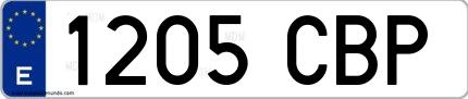 Ejemplo de matrícula española 1205 CBP