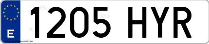 Ejemplo de matrícula española 1205 HYR