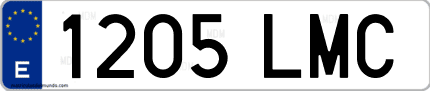 Ejemplo de matrícula de coche ordinaria 1205 LMC