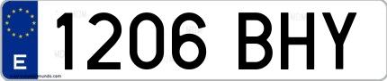 Ejemplo de matrícula española 1206 BHY