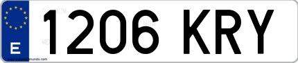 Ejemplo de matrícula española 1206 KRY