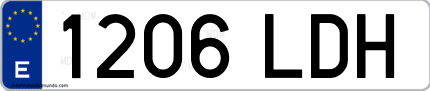 Ejemplo de matrícula de coche ordinaria 1206 LDH