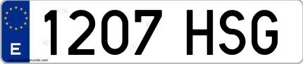 Ejemplo de matrícula española 1207 HSG