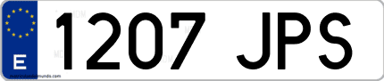 Ejemplo de matrícula de coche ordinaria 1207 JPS