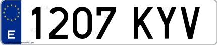 Ejemplo de matrícula española 1207 KYV