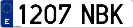 Ejemplo de matrícula española 1207 NBK