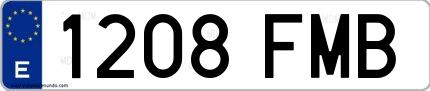 Ejemplo de matrícula española 1208 FMB