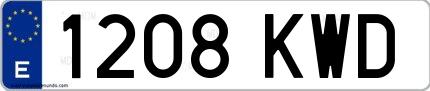 Ejemplo de matrícula española 1208 KWD