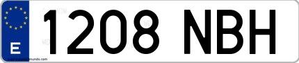 Ejemplo de matrícula española 1208 NBH