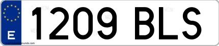 Ejemplo de matrícula española 1209 BLS