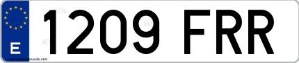 Ejemplo de matrícula española 1209 FRR