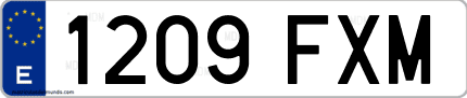 Ejemplo de matrícula de coche ordinaria 1209 FXM