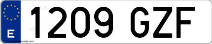 Ejemplo de matrícula española 1209 GZF