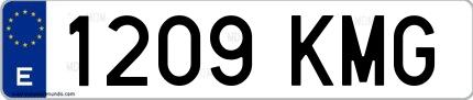 Ejemplo de matrícula española 1209 KMG