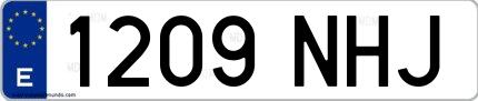 Ejemplo de matrícula española 1209 NHJ