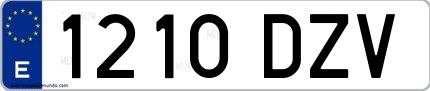 Ejemplo de matrícula española 1210 DZV