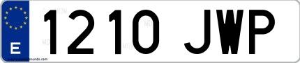 Ejemplo de matrícula española 1210 JWP