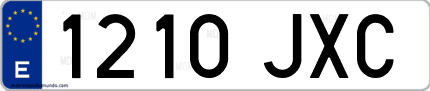 Ejemplo de matrícula de coche ordinaria 1210 JXC
