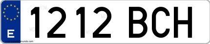 Ejemplo de matrícula española 1212 BCH