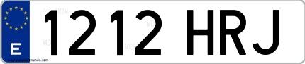 Ejemplo de matrícula española 1212 HRJ