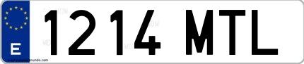 Ejemplo de matrícula española 1214 MTL