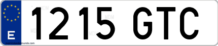 Ejemplo de matrícula de coche ordinaria 1215 GTC