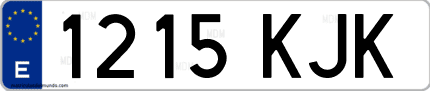 Ejemplo de matrícula de coche ordinaria 1215 KJK