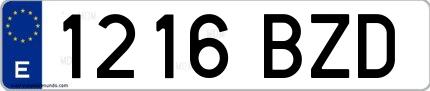 Ejemplo de matrícula española 1216 BZD
