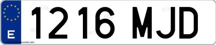 Ejemplo de matrícula española 1216 MJD