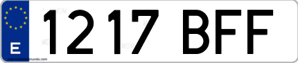Ejemplo de matrícula de coche ordinaria 1217 BFF