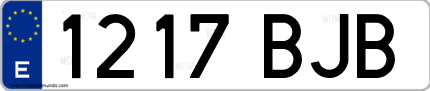 Ejemplo de matrícula de coche ordinaria 1217 BJB