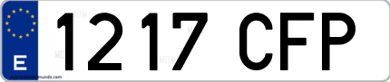 Ejemplo de matrícula de coche ordinaria 1217 CFP