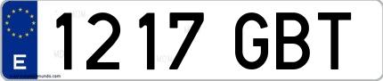 Ejemplo de matrícula española 1217 GBT