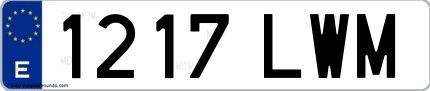 Ejemplo de matrícula española 1217 LWM