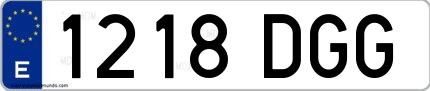 Ejemplo de matrícula española 1218 DGG