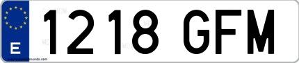 Ejemplo de matrícula española 1218 GFM